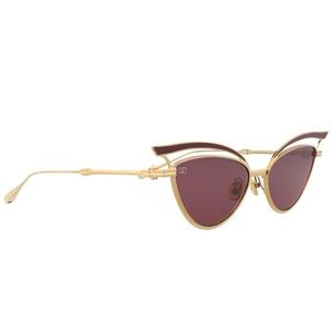Valentino Gold Frame Sunglasses with Plum Lenses